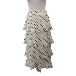 NWT Princess Polly Charlton Midi Skirt Tiered Polka Dot Womens 8 US Pleated Flaw
